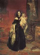 Karl Briullov Portrait of Maria Beck with her daughter oil painting artist